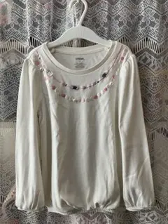 GYMBoreeビジュー&刺繍ネックレスモチーフカットソー 114.5-122㎝
