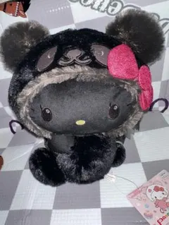 圧縮なし！ パンダ ハローキティ こあくま×てんしBIGぬいぐるみ ブラック