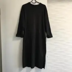 黒の長袖カットソーワンピース　サイズM　シンプル　中古