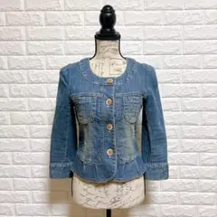 『FREE'S SHOP』フリーズショップ【M】ノーカラーデニムジャケット
