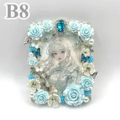 【1442】B8硬質ケース ホイップデコ 水色 薔薇 クリア ライトブルー