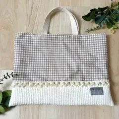 レッスンバッグ　絵本袋　お稽古バッグ　女の子　ヌビ フリル　韓国風　くすみカラー