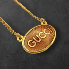 GUCCI グッチ ネックレス オーバル ロゴ プレート ゴールド 刻印 希少のサムネイル