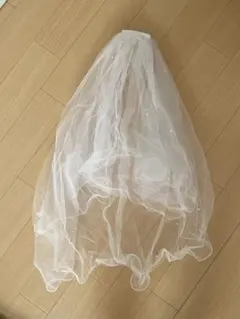 ウエディングベール フリル パール付き ショート丈