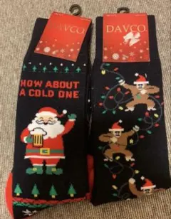 新品。DAVCO クリスマスソックス サンタとモンキー、クリスマスギフトに！