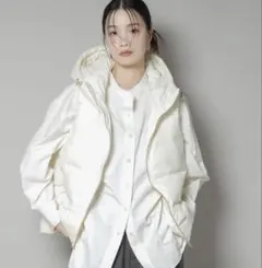 nano universe フード付き ダウンジャケット アイボリー