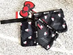 レスポートサック　サンリオ　キティ　 3連ポーチ　リボン付き