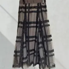 SNIDEL チュールエンブロイダリースカート モカ ブラウン 0 スナイデル