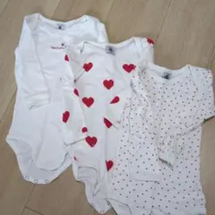 プチバトー　肌着　3枚セット　ハート