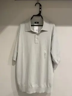 ユニクロ　ウォッシャブル　ニットポロセーター半袖　ライトグレー　L