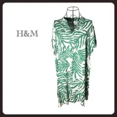 a1353 H＆M ワンピース　チュニック　総柄　リゾート　ゆるテロ　M