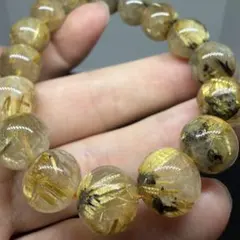 036 ゴールド タイチン ルチル クォーツ 12mm -13mm 金針 大玉 - メルカリ