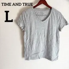TIME AND TRU 【L】Ｖネック 半袖 グレー Tシャツ シンプル