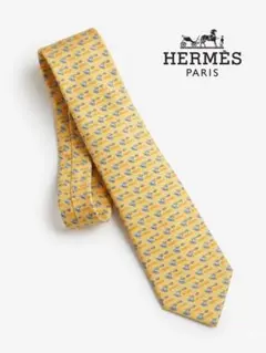 【美品】HERMES ネクタイ アヒル 魚柄 イエローのサムネイル