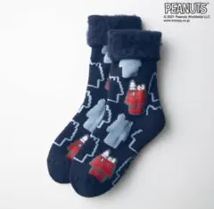 PEANUTS スヌーピー 冬物 ソックス ネイビー 23-25cm ベルメゾン