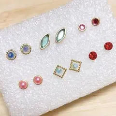 【F83】樹脂ピアス6ペア☆小さめカラフルセット