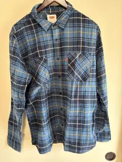 <古着> Levi's 長袖ネルシャツ 青黒チェック L