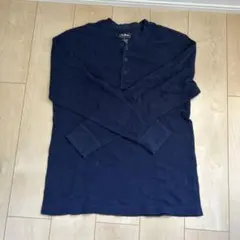 L.L.Bean ヘンリーネック長袖シャツ L ネイビー