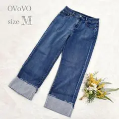 【オーヴォ】OVoVO ワイドデニム ジーンズ ロールアップ ストレッチ M