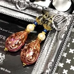 ★no.308★手染め雫×パール×ガラス★ピアス イヤリング★ゴス ビジュアル