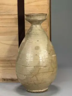 白磁大徳利 ろくろ目 李朝風 玉縁 壺 古美術 時代物 骨董 花瓶 古道具