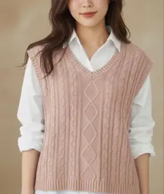 グレイル ケーブルニット Vネック ノースリーブベスト