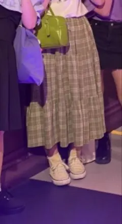 チェック スカート グリーン 着画