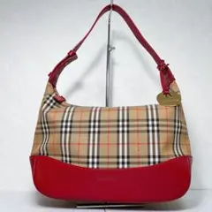 Burberrysバーバリー ノバチェック シャドーホース ワンショルダー 赤