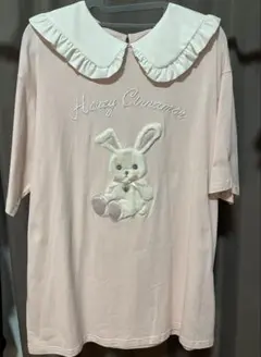 Honey Cinnamon ハニーシナモン うさぎ刺繍 フリル襟 半袖Tシャツのサムネイル