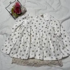 新品　プティマイン チュニック トップス　レース　花　白　110