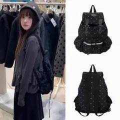 Tie.Me ナップサック ドット柄 ブラック 水玉 リュック ウィッシュコア 