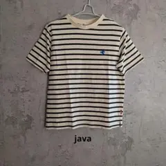 Java ボーダー Tシャツ 半袖 アイボリー ネイビー 刺繍のサムネイル