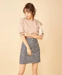 MIIA♡  ツィードビジュー台形スカート 定価¥7,590