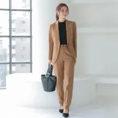 DRESS PLUS 上下セット スーツ 2点 ジャケット パンツ ブラウン M