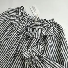 新品　ハグオーワー　Cloth&Cross　ストライプフリルリボンブラウス