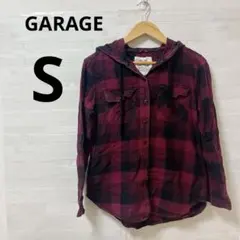 GARAGE [S] フランネルフーディ 赤黒チェック フード付き