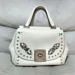 COACH　ハンドバッグ　ターコイズ　スタッズ