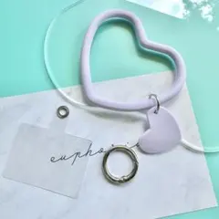 ☆新品未使用☆スマホハンドストラップ　シリコン　ハート　パープル