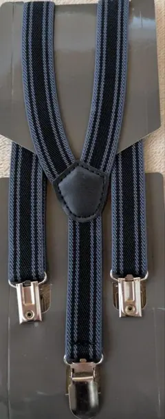 ネイビーとブラックのストライプサスペンダー　子供用