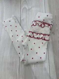 キッズ レギンス ホワイト 赤いハート　プティマイン