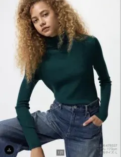 メリノリブタートルネックセーター xl