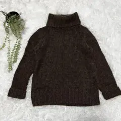 【ユニクロ】タートルネック　ニット　セーター　焦茶色　Lサイズ　モヘヤ　あったか