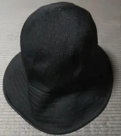ブラック バケットハット 編み柄