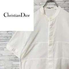 クリスチャンディオール 半袖シャツ バンドカラー ノーカラー 刺繍ロゴ M