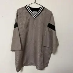 W.W.Cチェック柄 Vネック 半袖シャツ