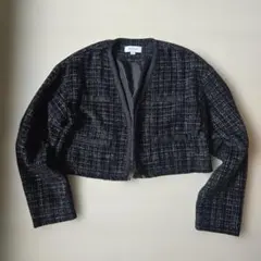 最終値下げ COLONY 2139 ツイード クロップドジャケット 白黒 羽織