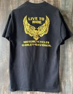 90s 米国製USAハーレーダビッドソン Tシャツ イーグル 黒 Lサイズ