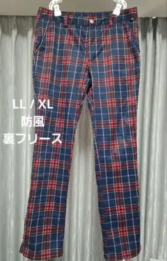 フィラゴルフ　メンズ　ネイビー　チェック柄 冬パンツ　防風　防寒　保温　LL