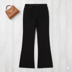 GU【S】フレアジーンズ ストレッチ ハイウエスト 黒 美脚 Y2K カジュアル