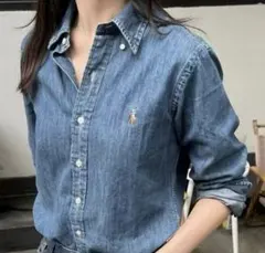 極美品✳︎ラルフローレン現行ダンガリーシャツマルチポニーカスタム